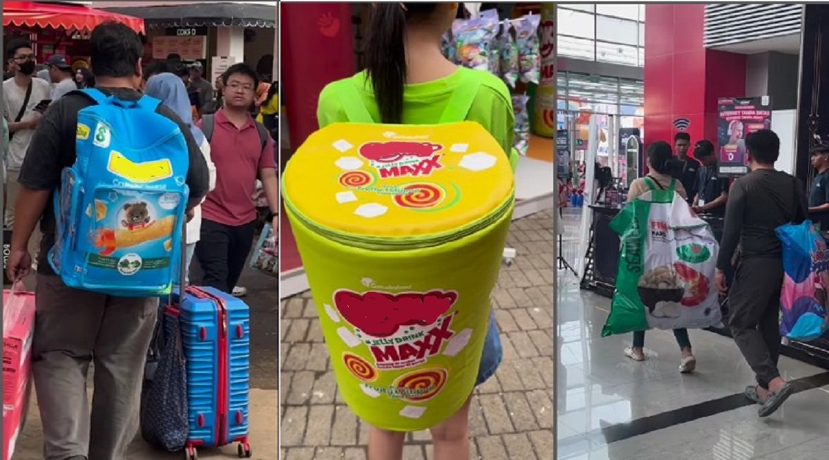 Viral Lucunya Tas Ransel Jajanan di PRJ, dari Minuman hingga Bumbu Rendang Segede Gaban