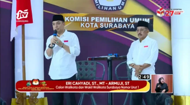 Quick Count Pilwalkot Surabaya 2024, Eri-Armuji 84,57 Persen vs Kotak Kosong 15,43 Persen